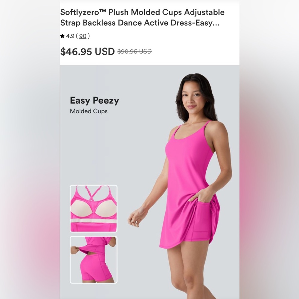 HALARA Pink Chemise with Molded Cups
